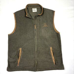 Ducks Unlimited Gray Embroidered Full-Zip Fleece Vest Sleeveless Sweater Mens L